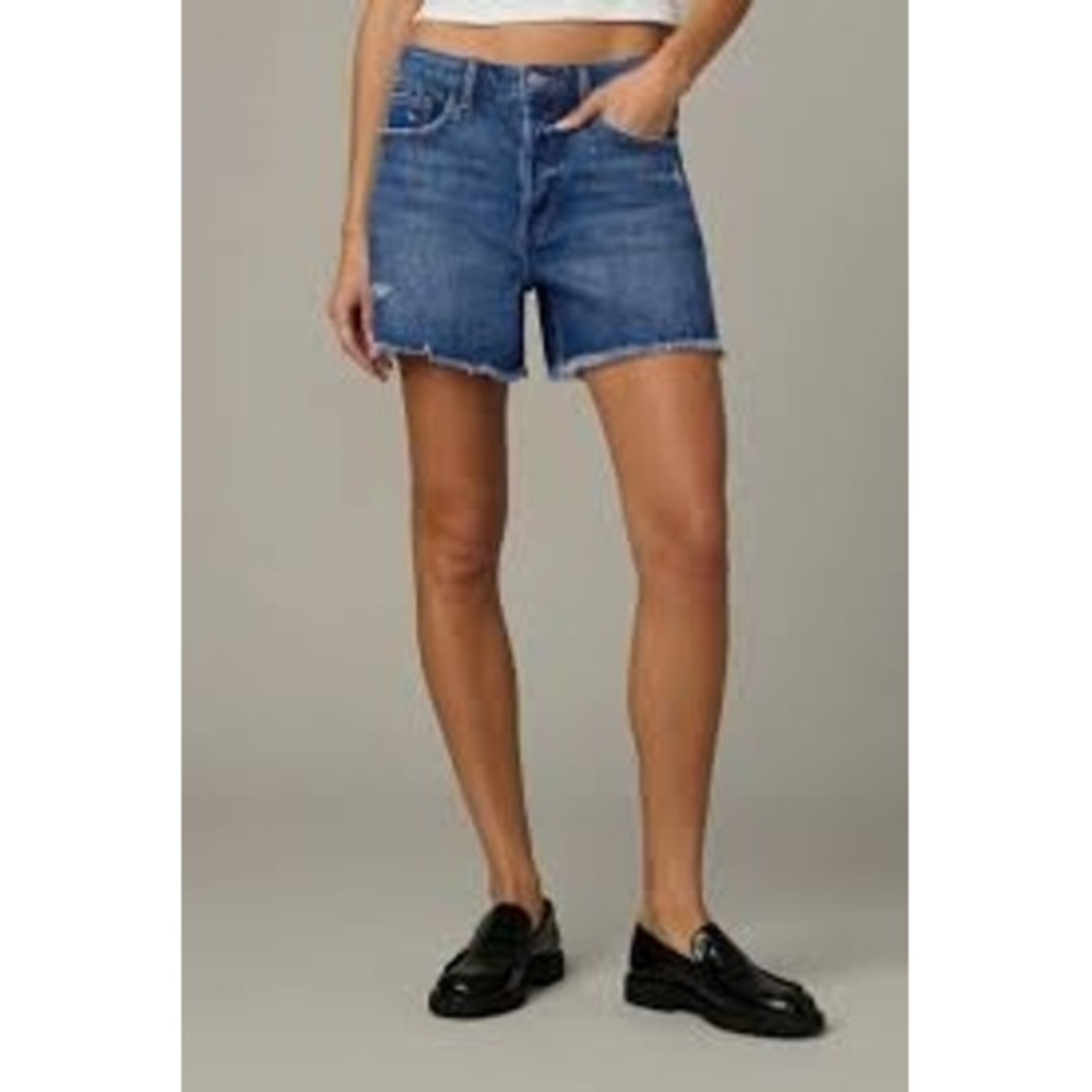 Madewell Denim Shorts Blue High Rise Raw Hem Minimalist Heritage Size 25